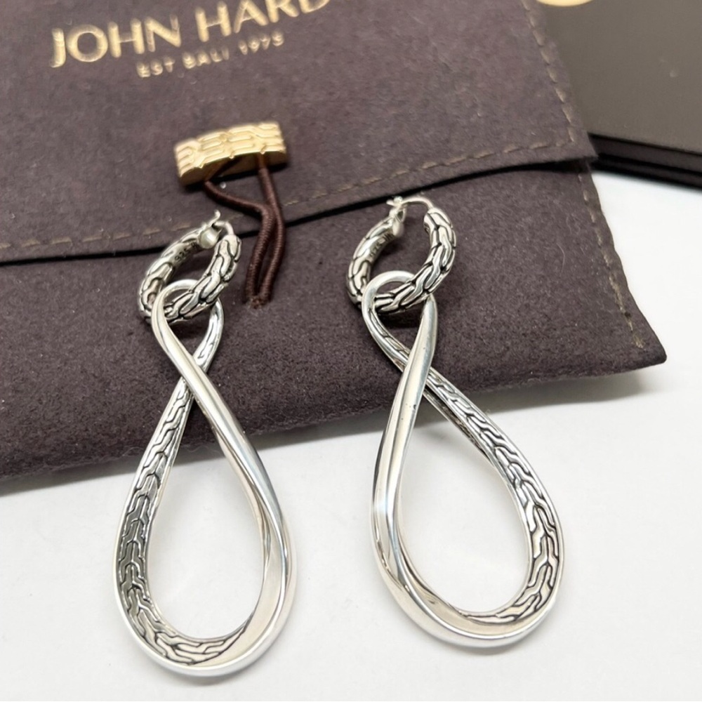 John Hardy Classic Chain Loop Dangle Drop Earrings .925